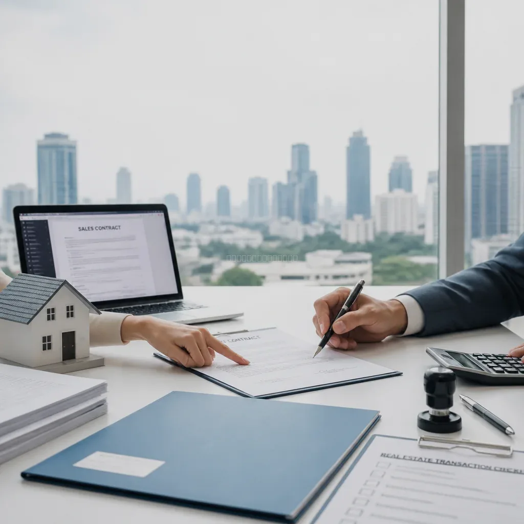 Checklist and contract on desk
